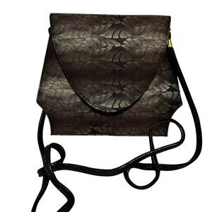 Vintage Fashion Influences silvery gray & brown shoulder bag dressy clutch purse